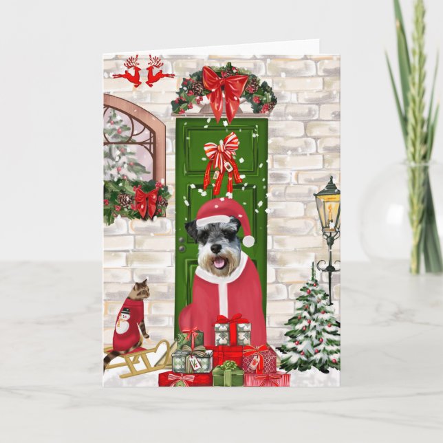 Carte Schnauzer Chien Noël (Devant)