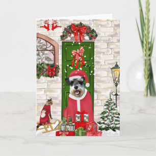 Carte Schnauzer Chien Noël