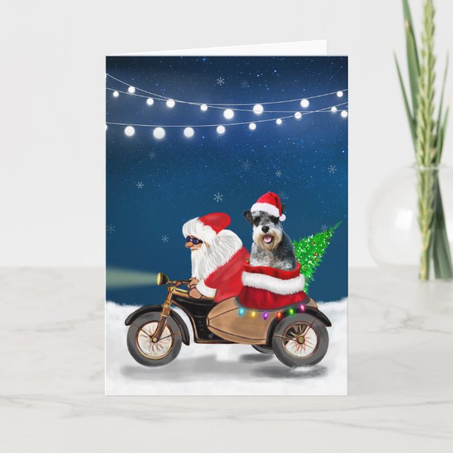 Carte Schnauzer Chien Noël Père Noël (Devant)