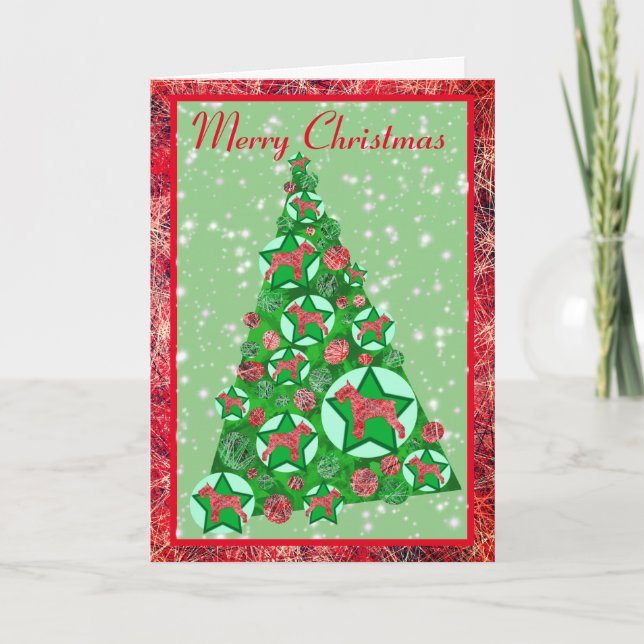Carte Schnauzer Chien Silhouette Décor Arbre de Noël (Devant)