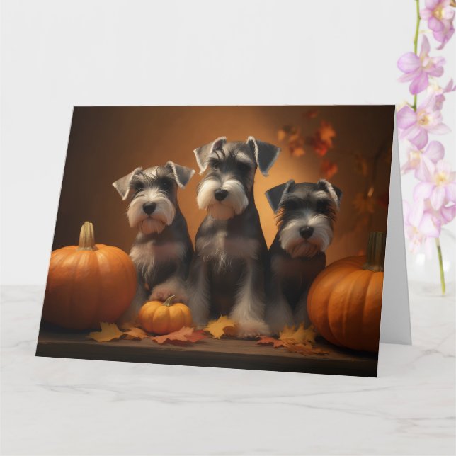 Carte Schnauzer chiot Automne Delight Pumpkin  (Orchidée)