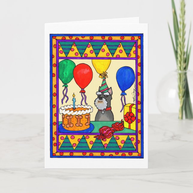 CARTE SCHNAUZER D'ANNIVERSAIRE (Devant)