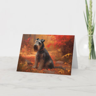 Carte Schnauzer en automne Leaves Fall Inspire