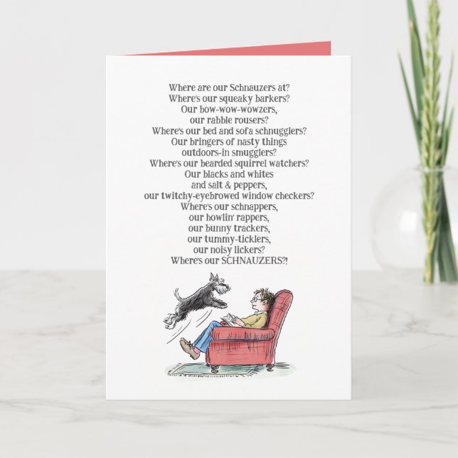 Carte Schnauzer Lover Funny Poem Grey Card (Devant)