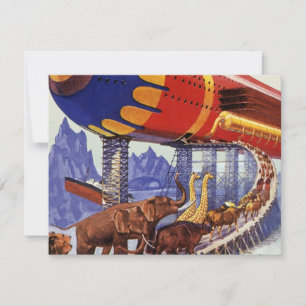 Carte Science-fiction vintage, animaux sauvages de l'arc