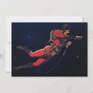 Carte Science-fiction vintage d'astronaute dans l'espace