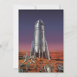 Carte Science-fiction vintage, les astronautes Beetle Al