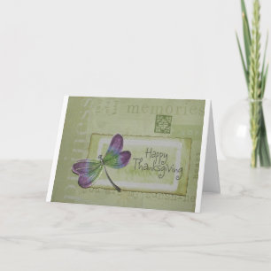 Carte scintillante de thanksgiving de libellule