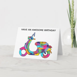 Carte Scooter électrique couleur arc-en-ciel Anniversair