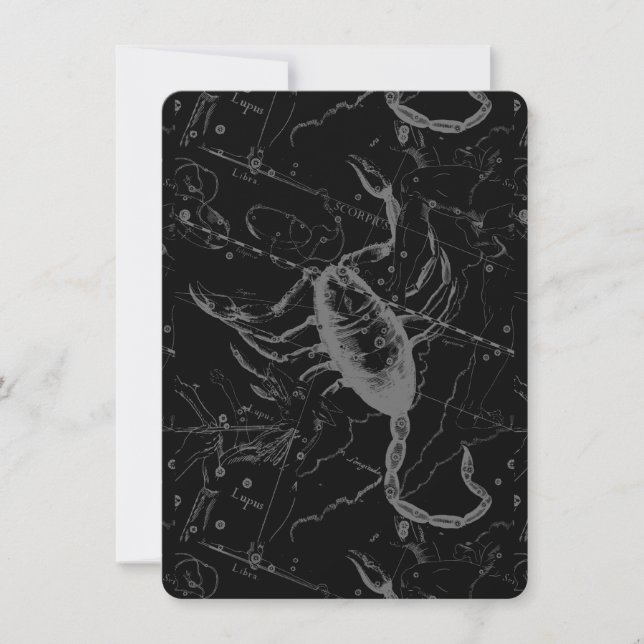 Carte Scorpio Constellation Hevelius 1690 sur Black (Devant)