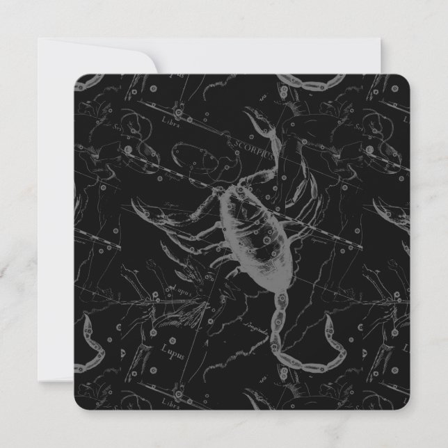 Carte Scorpio Constellation Hevelius 1690 sur Black (Devant)