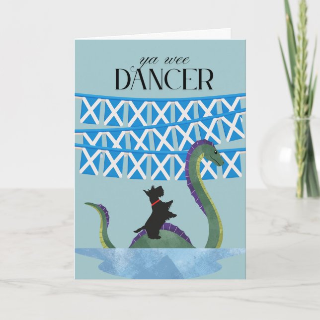 Carte Scots Gaelic Ya Wee Danseuse Scottish Terrier (Devant)