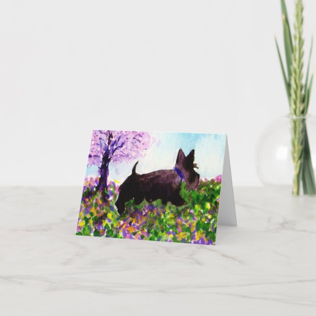 Carte Scottie Dog 'Spring walk' (Devant)