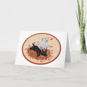 Carte Scottie & Westie Feuilles mortes