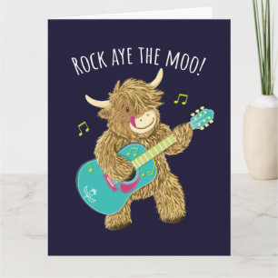 Carte Scottish Highland Cow Guitarist Rock Aye The Moo! 