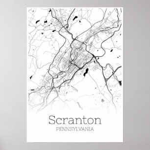 Carte Scranton - Pennsylvanie - Poster de carte de