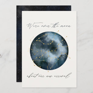 Carte Script astrologique aquarelle étoile lune céleste