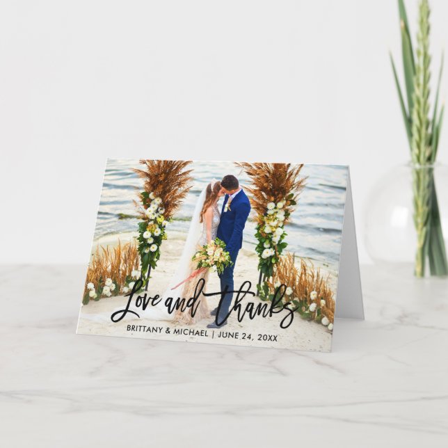 Carte Script de brosse moderne | Love Merci Mariage Pold (Devant)