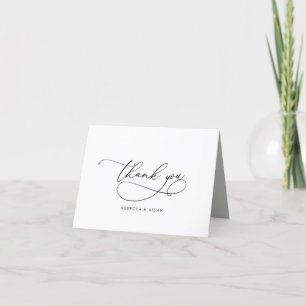 Carte Script de calligraphie simple Merci botanique