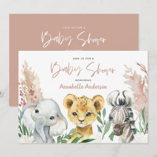 Carte Script de safari floral botanique animal mignon