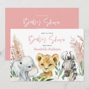 Carte Script de safari floral botanique animal mignon