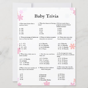 Carte Script d'hiver bébé trivia jeu baby shower jeu