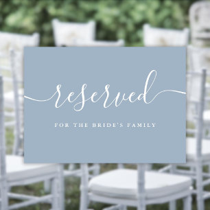 Carte Script Dusty Blue Mariage Réservé Chaise Connexion