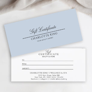 Carte Script élégant Certificat cadeau d'entreprise