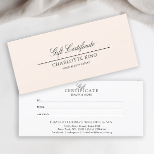 Carte Script élégant Certificat cadeau d'entreprise