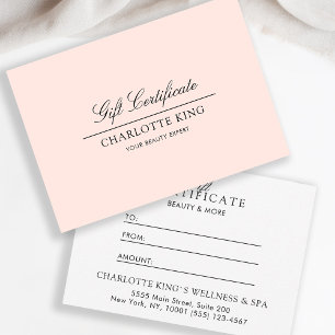 Carte Script élégant   Certificat cadeau d'entreprise