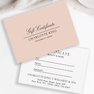 Carte Script élégant   Certificat cadeau d'entreprise