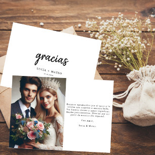 Carte Script Gracias Mariage espagnol Merci photo