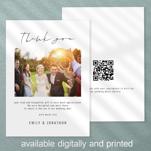 Carte Script informel photo QR Code Mariage Merci (Créateur téléchargé)