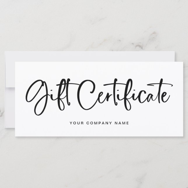 Carte Script manuscrit décontracté | Certificat cadeau (Devant)