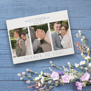 Carte Script minimaliste Moderne Collage 3 Photos Mariag