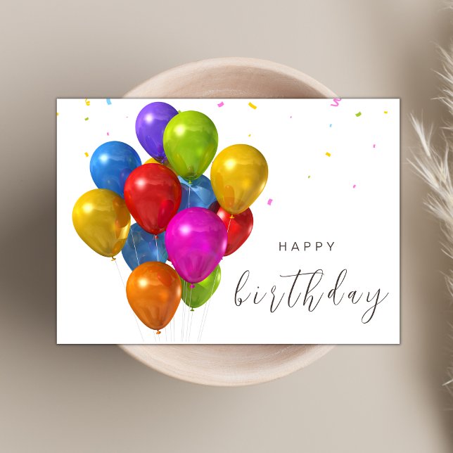 Carte Script moderne Ballons colorés Joyeux anniversaire (Créateur téléchargé)
