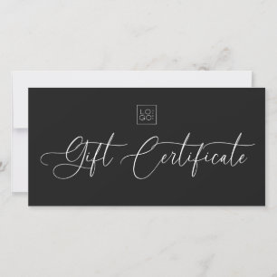 Carte Script moderne Chic Business Logo Certificat cadea