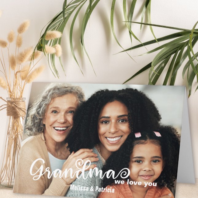Carte Script moderne Nous aimons grand-mère Photo Fête d (Créateur téléchargé)