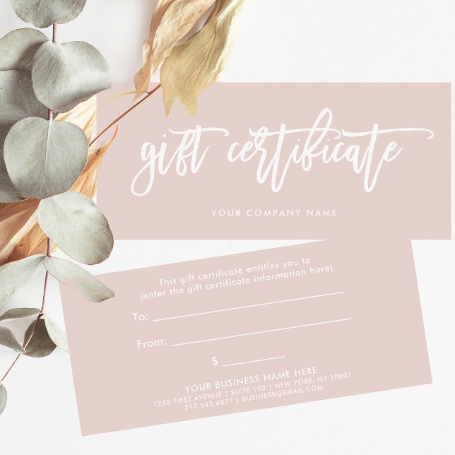 Carte Script moderne rose pâle | Certificat cadeau (Créateur téléchargé)