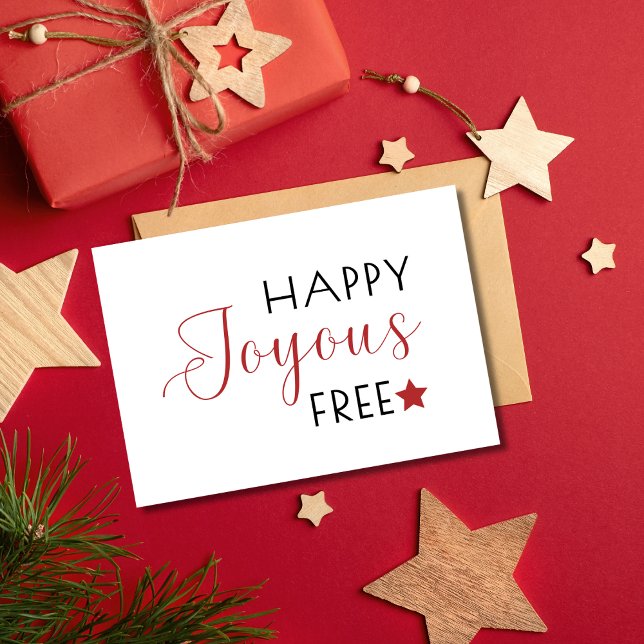 Carte Script tendance minimal Joyeux Noël Sober (sober xmas card , folded card with text happy joyous free)