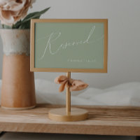 Script Whimsical | Sage Green Reservation Sign