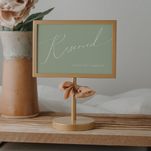 Carte Script Whimsical   Sage Green Reservation Sign