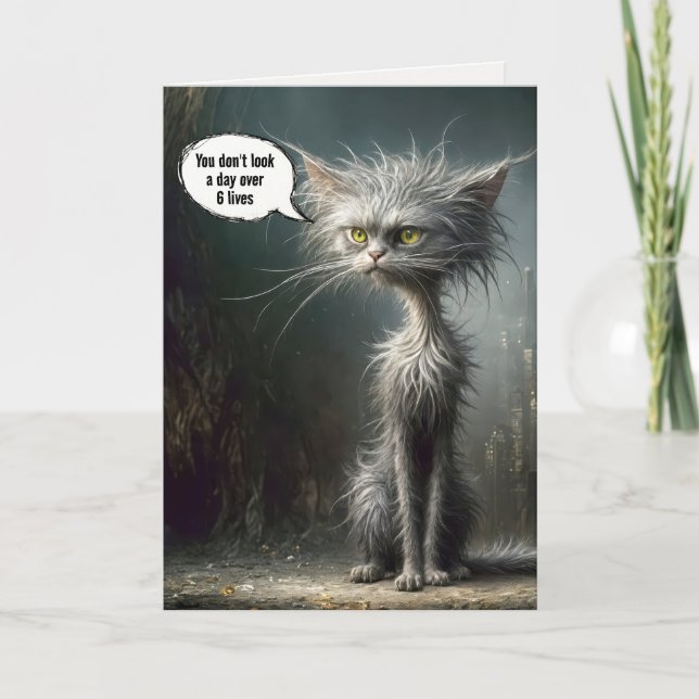 Carte Scruffy Street Chat pour Humour d'anniversaire (Devant)