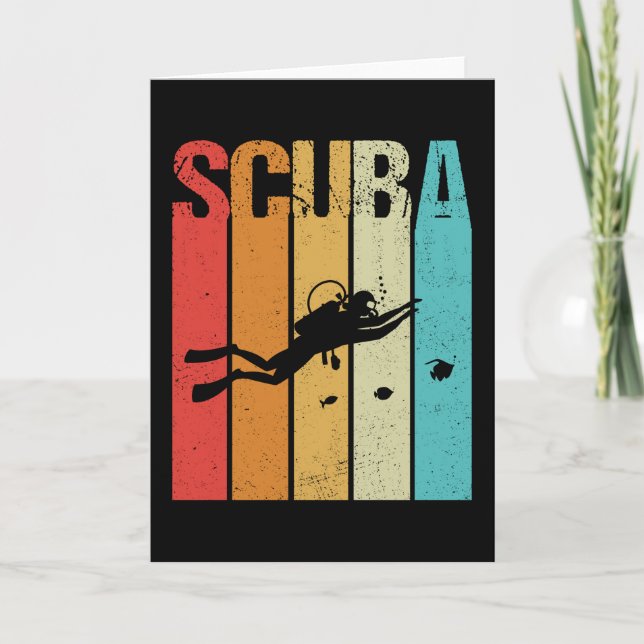 Carte Scuba Diver Vintage Rétro (Devant)