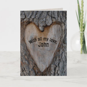 Carte sculpture de coeur d'arbre pour anniversaire