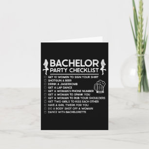 Carte Se marier Groom Funny Bachelor Checklist Par