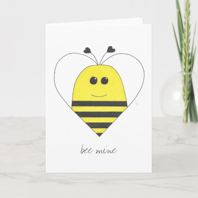 Carte se pliante d'abeille de coeur de mine (Devant)