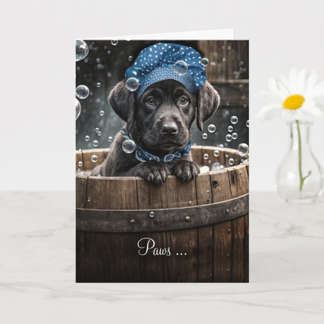 Carte Se sentir mieux mignon Black Labrador Retriever (Petite plante)
