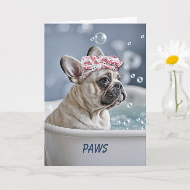 Carte Se sentir mieux mignon Français Français Bull Dog (Petite plante)