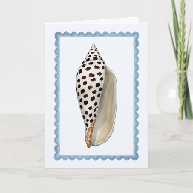 Carte Seashell Stamp Watercolor Beach Greeting Card (Devant)